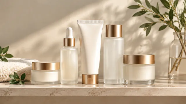 Shelf presentation of the complete skincare collection