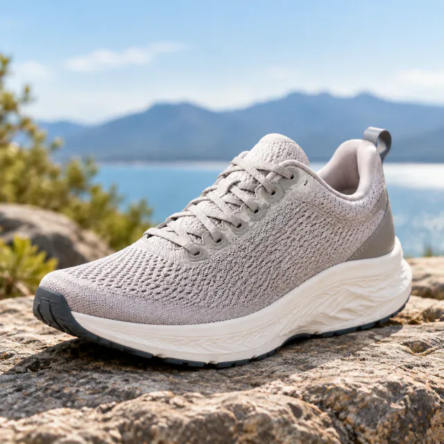 Square feed crop of the running shoe