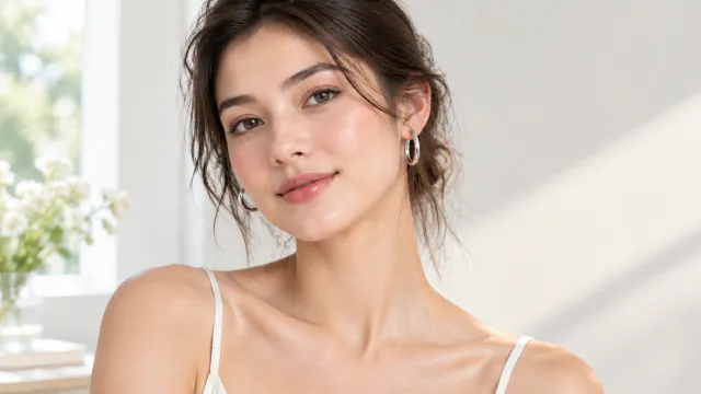 Simple hoop earring shown on an approved portrait