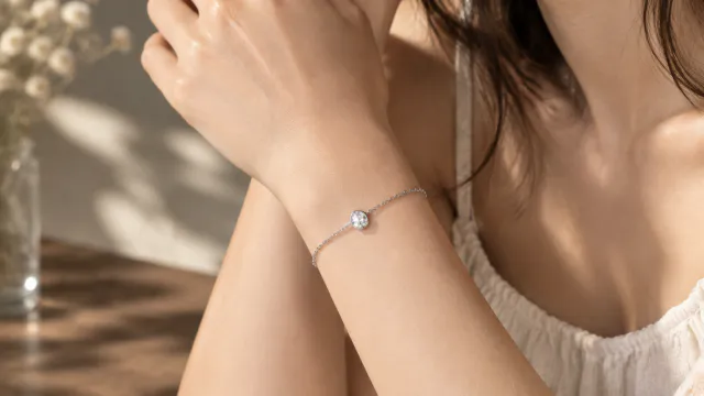 Bracelet shown on a wrist close-up