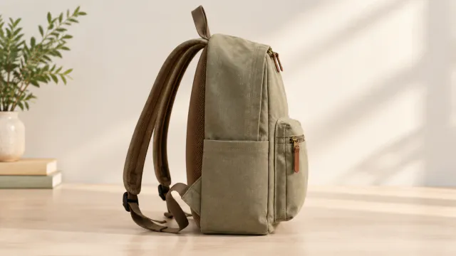 Side view showing the shoulder straps