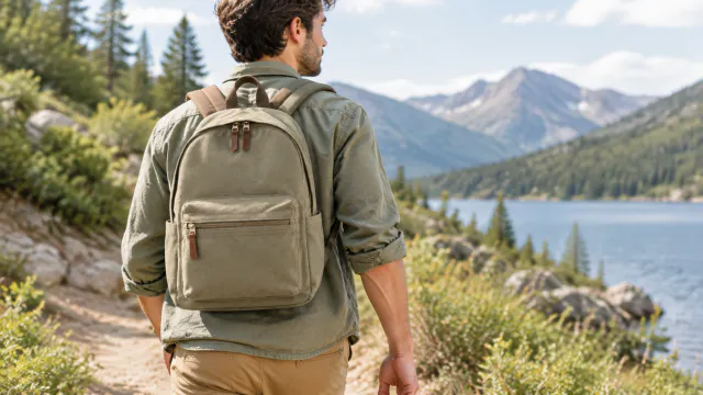 Outdoor walking image with the backpack