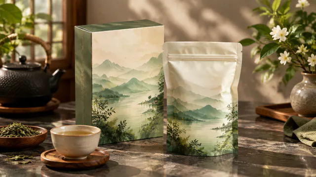 Stacked packaging set on a counter