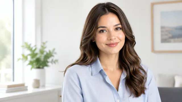 Professional headshot in a casual shirt
