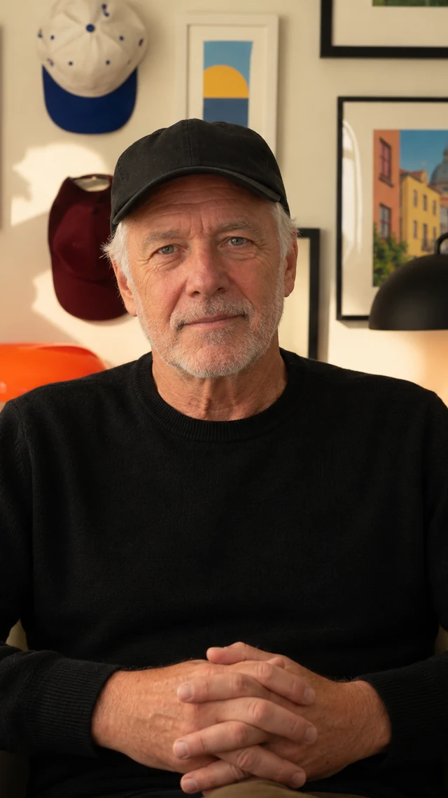 an adult white man in his sixties in a living room setting speaks to camera with empty hands.