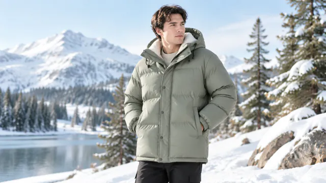 Person wearing the jacket outdoors
