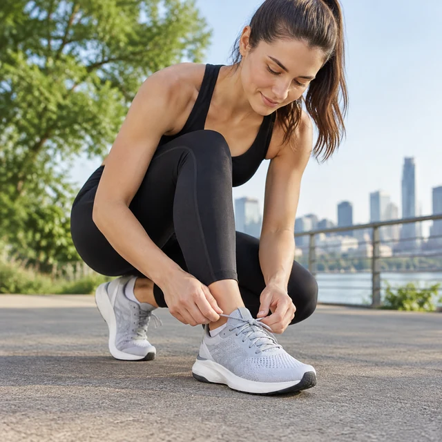 Adult tests a running shoe