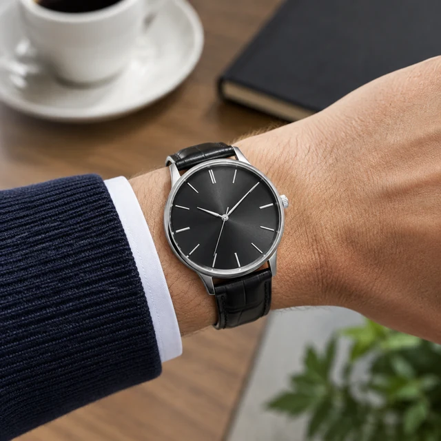 Analog watch on wrist