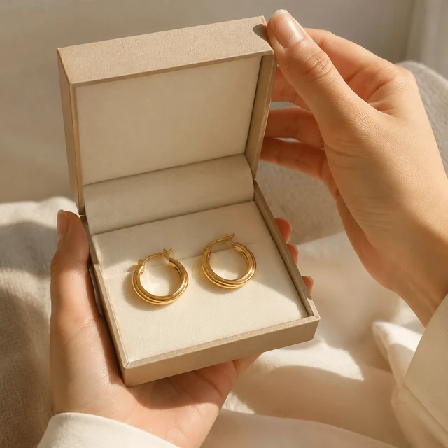 Gold earrings from a box
