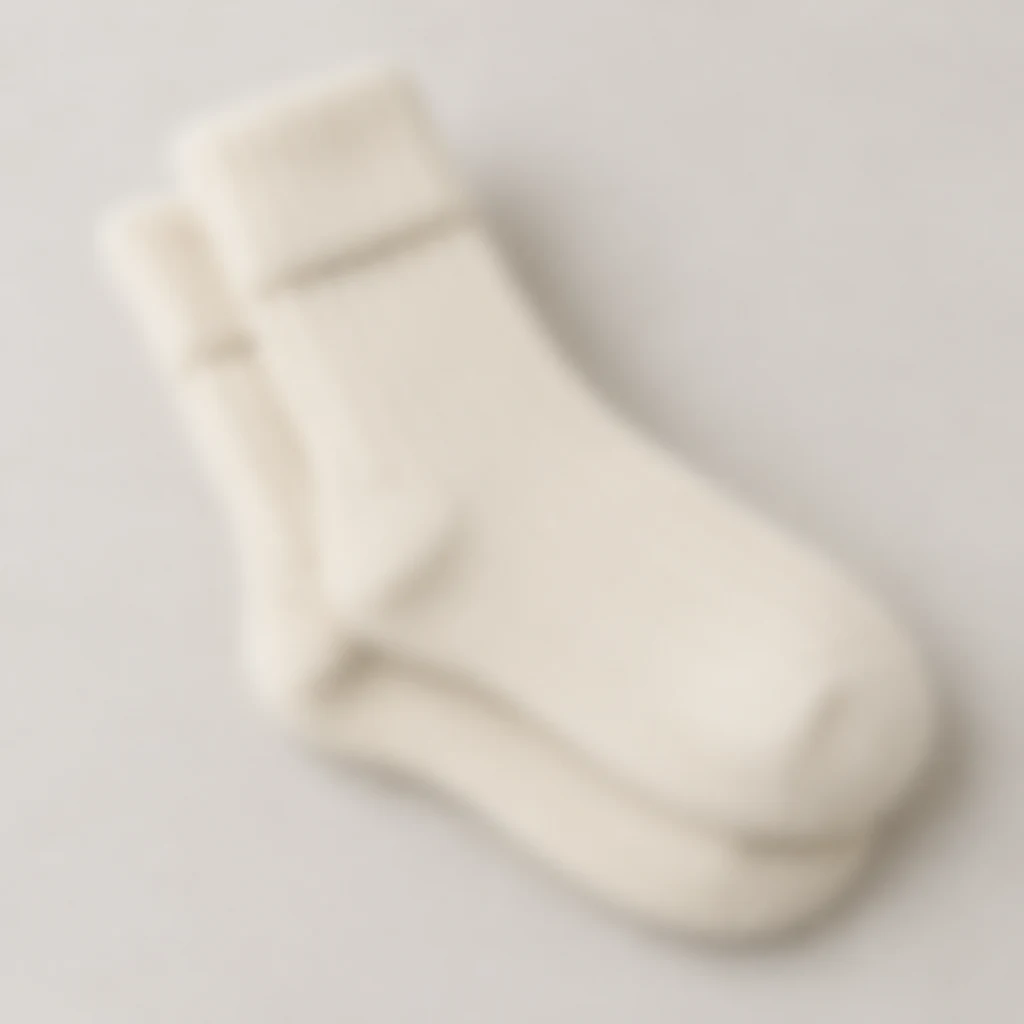 Cream wool socks with the knit softened by blur.