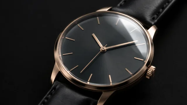 Close-up of a wristwatch dial with a narrow highlight across the glass on a dark background.