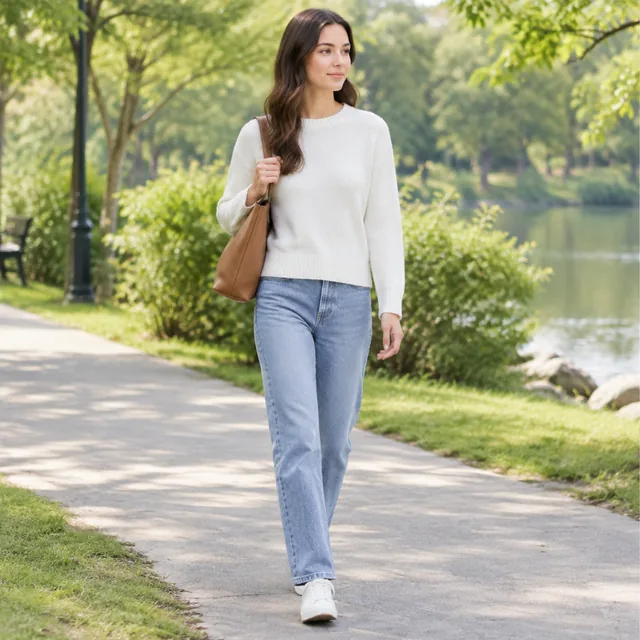 Full outfit worn on a walk through a park.