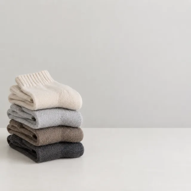 Wool socks on the left with open space on the right.