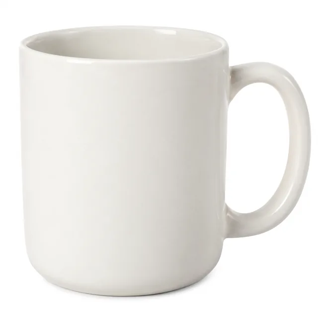 Ceramic mug filling the frame on a pure white background.