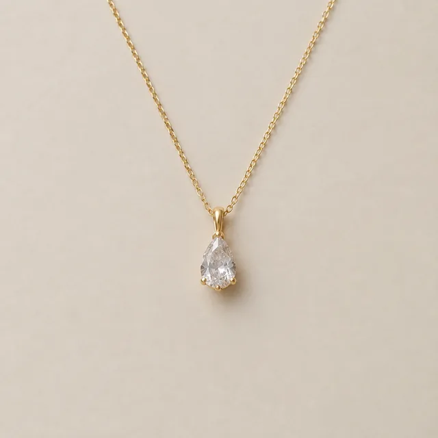 Necklace close-up with open space above and below.