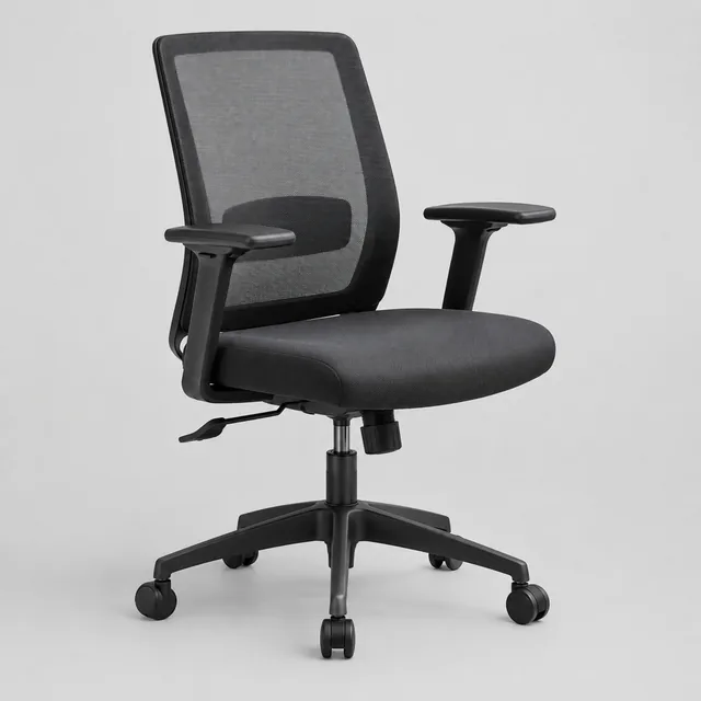 Office chair in a three-quarter studio view on light gray.
