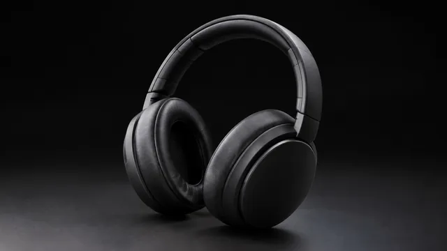 Over-ear headphones on a black backdrop with sharp deal-day lighting.