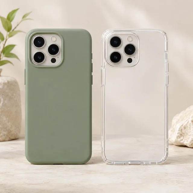 Two phone cases side by side showing their finishes and cutouts.