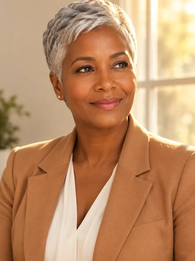 Professional headshot in warm window light.