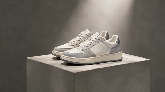 One pair of limited-run sneakers on a concrete plinth under a spotlight.