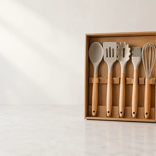 Kitchen gift set with open space on the left.