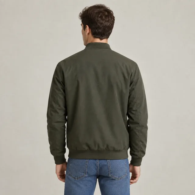 The same bomber jacket seen from the back.