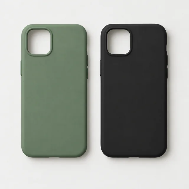 Sage and blush phone cases shown side by side from the rear.