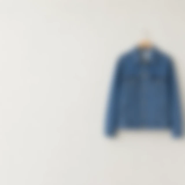 Blue denim jacket softened by blur so its seams and buttons are unclear.