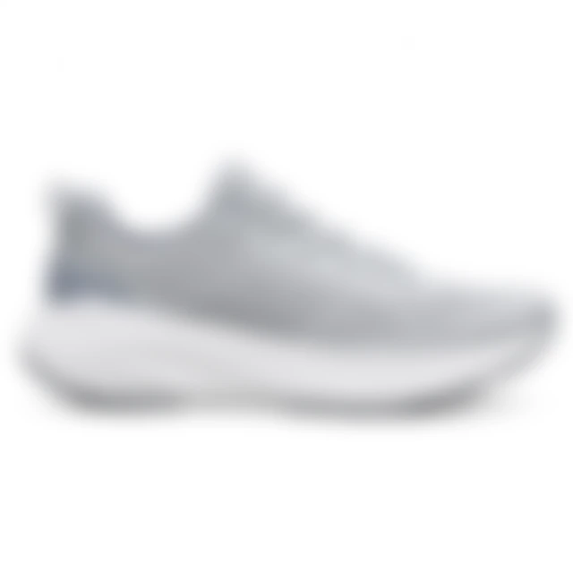 Running shoe softened by blur so its profile loses detail.