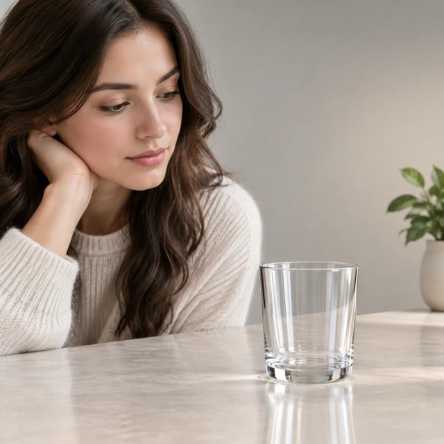 Clear crystal tumbler catching crisp reflections against a soft neutral gradient.