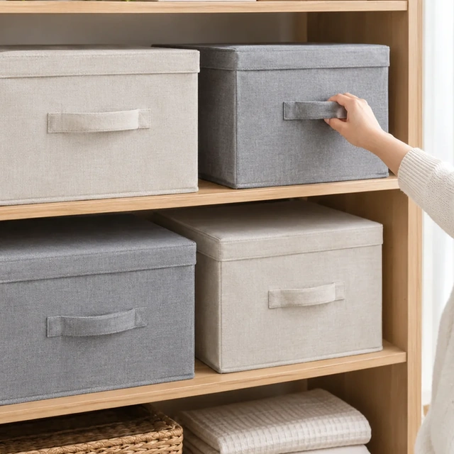 Storage boxes enlarged until the shelf edges and full set are cropped.