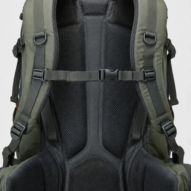 Backpack body and shoulder straps clipped by a tight frame.