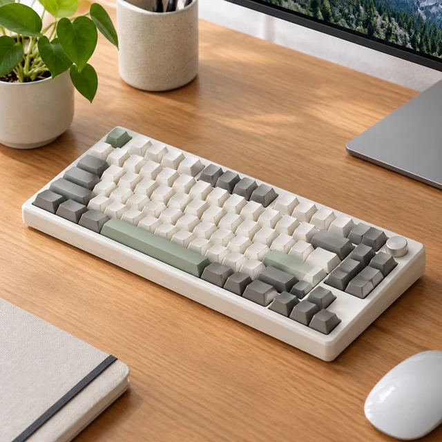 Mechanical keyboard on a tidy desk