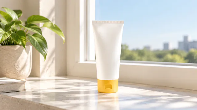 Bottle beside a bright morning window