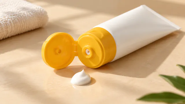 Close view of the sunscreen cap and bottle shape