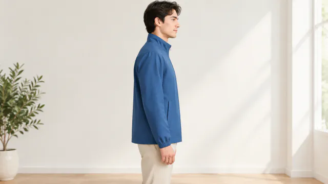 Side view showing the jacket length